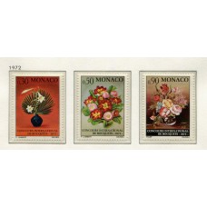 MONACO 1972 Yv. 897/9 SERIE COMPLETA DE ESTAMPILLAS MINT FLORES